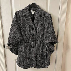 Dressbarn Black & White Tweed Cape-Style Jacket, XL